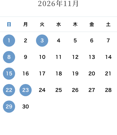 カレンダー：2026年11月