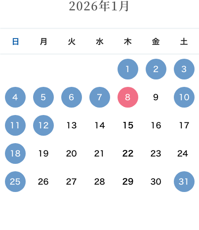 カレンダー:2025年1月